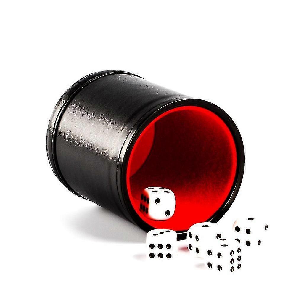 Leather Dice Cup Set Felt Lining Quiet Shaker Dot Dices Compatible With Yahtzee Games