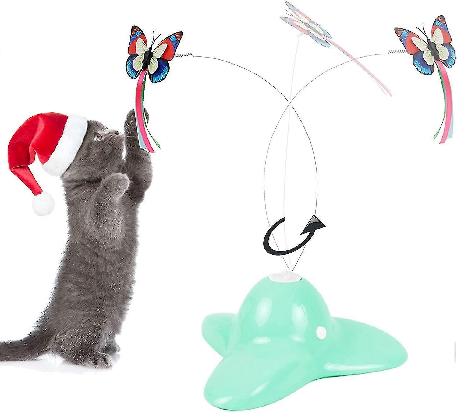indoor interactive cat toy with 360 rotating butterfly(green)