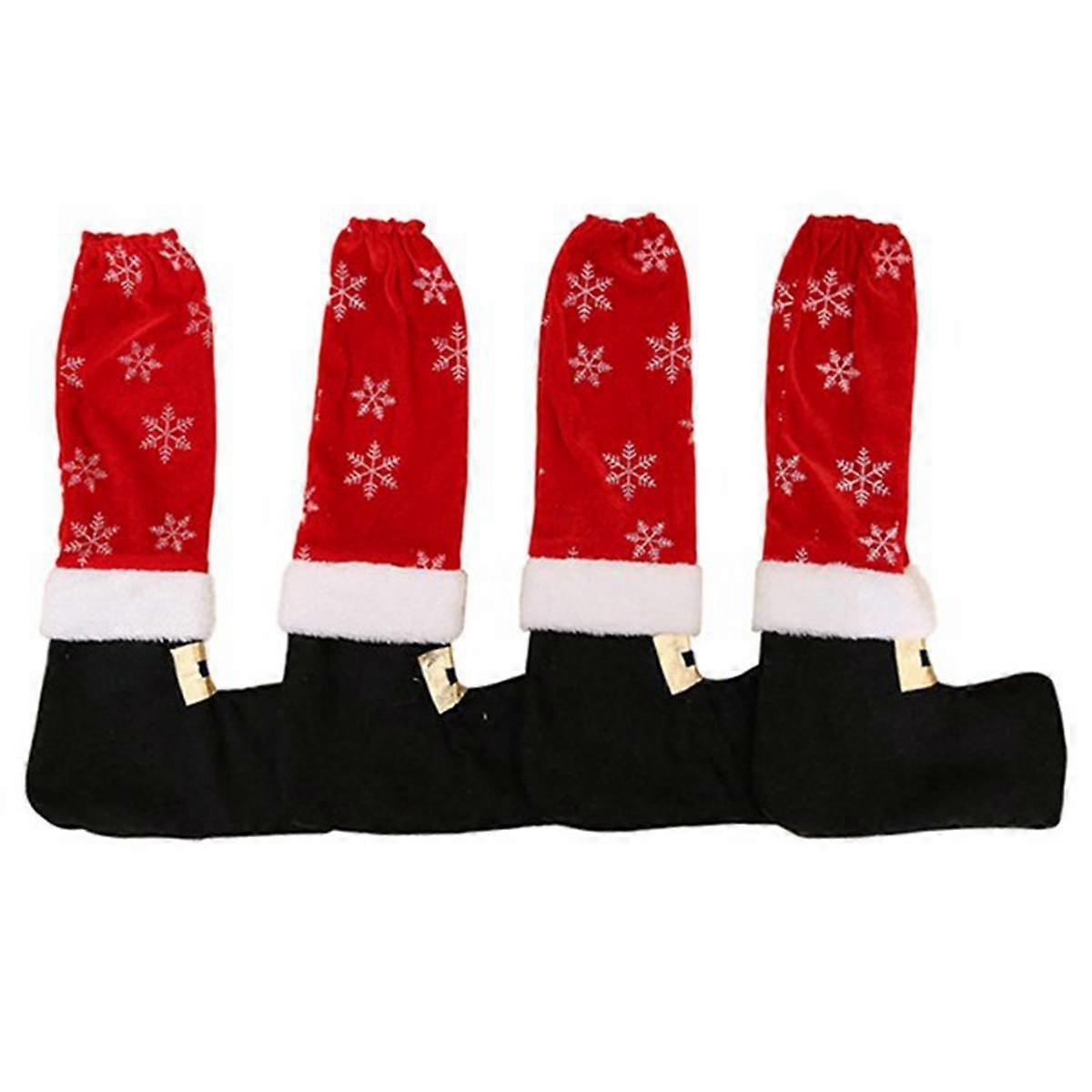 4 pièces Noël Chaise Leg Covers Tissu Table Meubles Tricoté Chaussettes Protecteurs de sol pour protéger Flo
