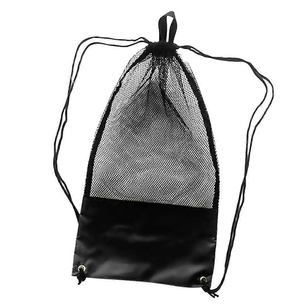 Scuba Diving Drawstring Mesh Stuff Sack Bag with Shoulder Strap 29x13" Black