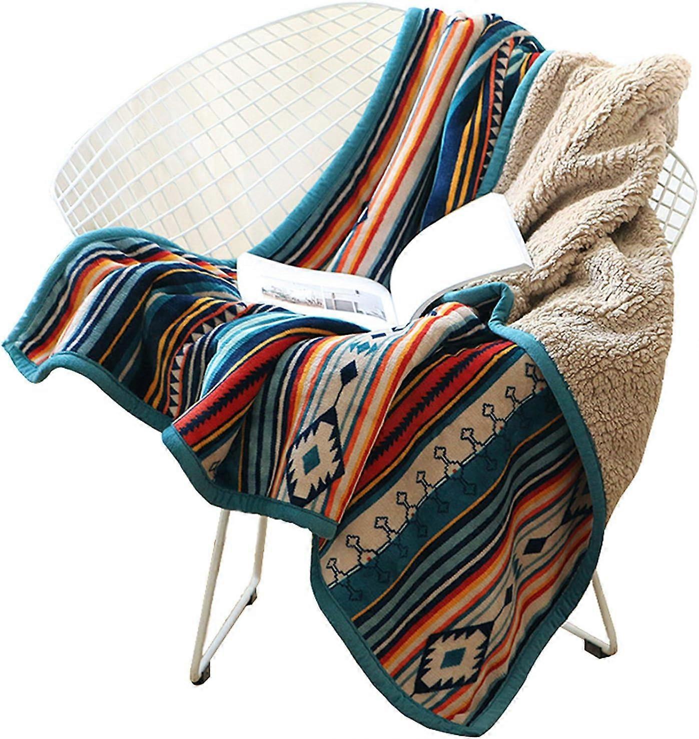 Fleece Bed Throws 50 x 60 Inch Boho Warm Soft Fluffy Bohemian Throw Blanket Perfect for Bed, Sofa, Couch, Office