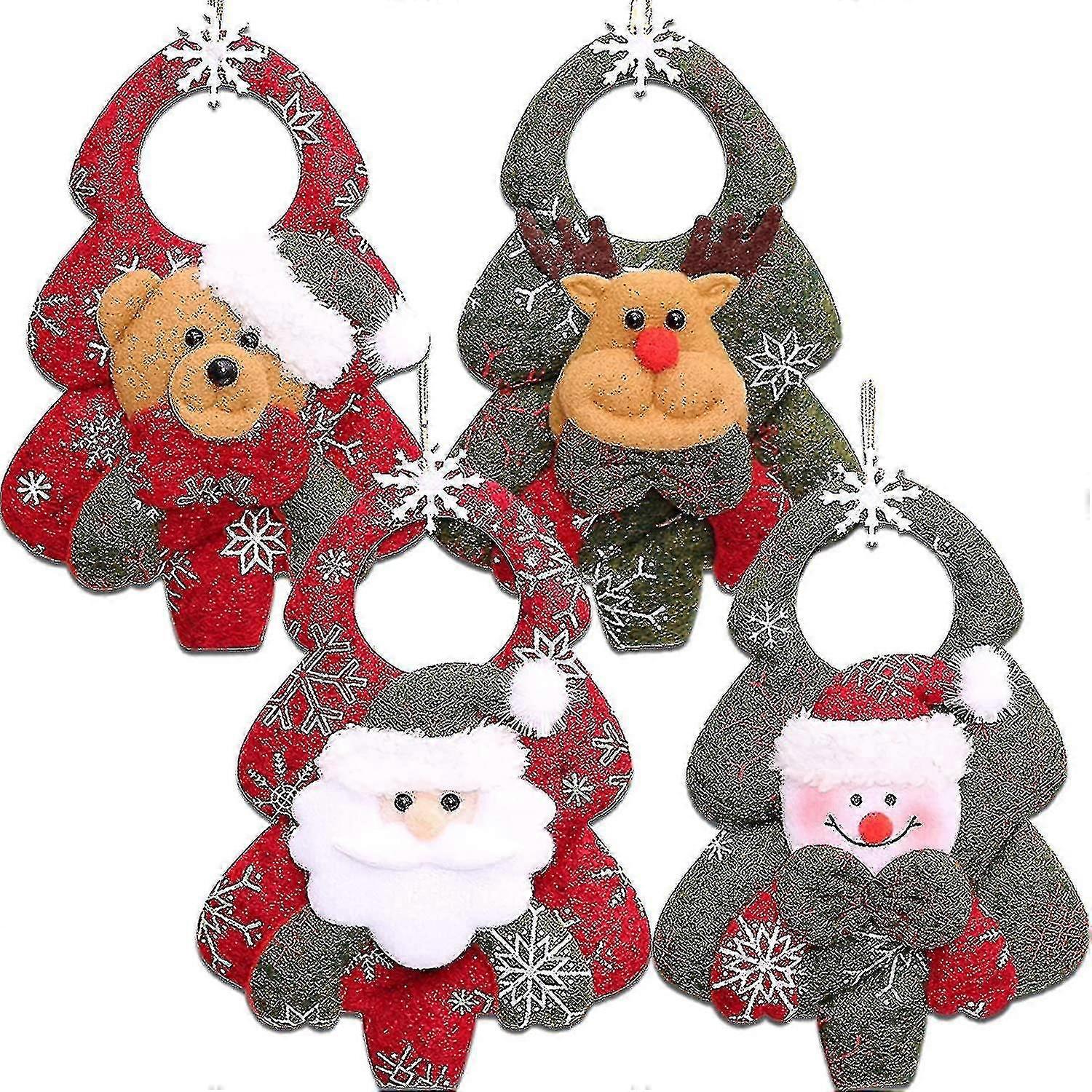 4 Pack Christmas Tree Pendant Ornament Sets Plush Doll