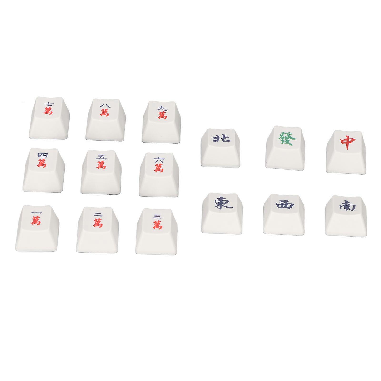 15 Pcs Gaming Keycaps Mahjong Pattern Cherry Height PBT Mechanical Keyboard Game Keycap Personalized Chinese Style