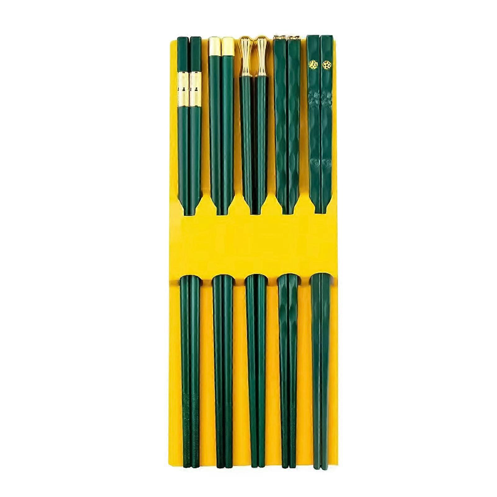 5 Pairs Reusable Alloy Chopsticks Anti-Slip Sturdy Chopsticks Set For Home Restaurant
