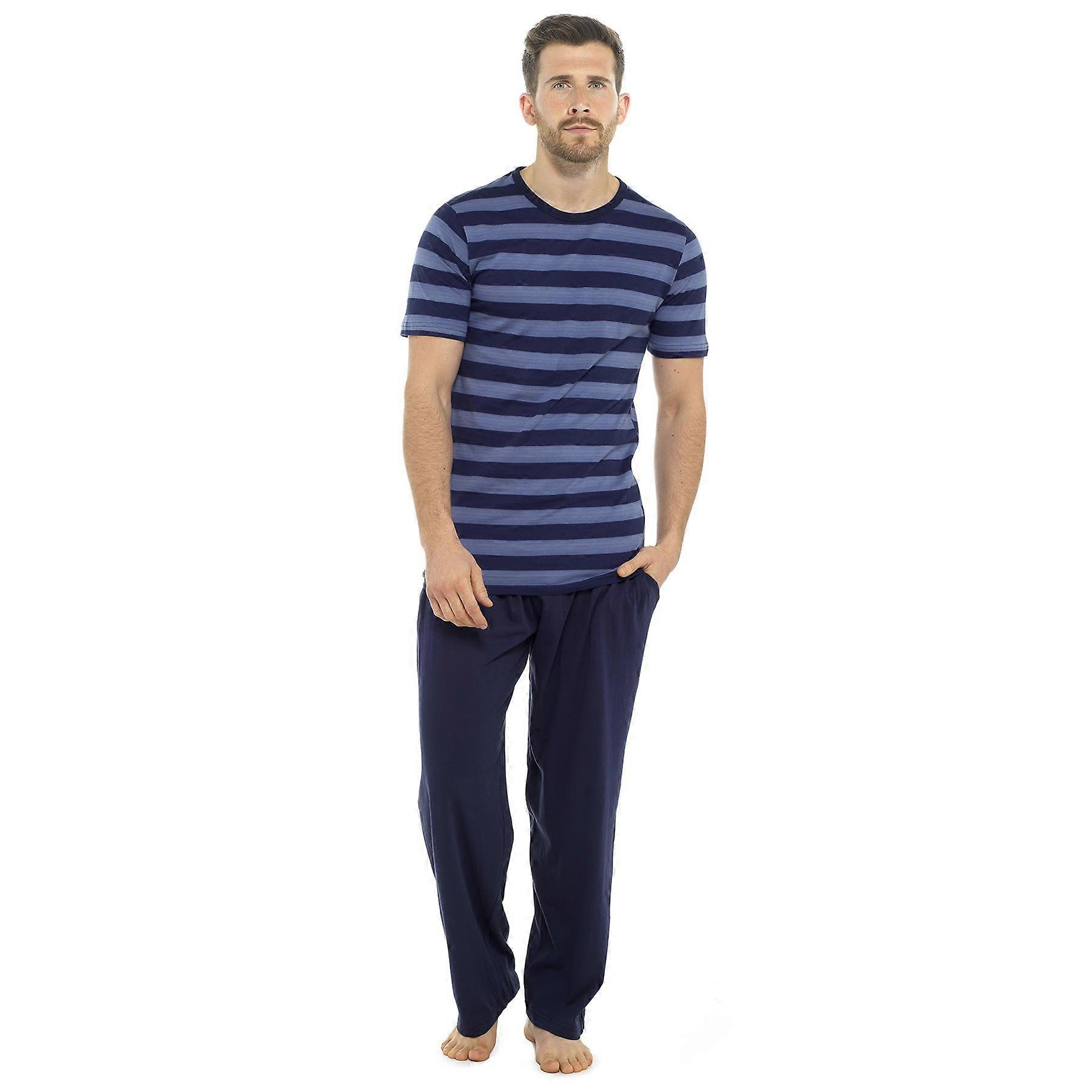 A2Z 男士棉质平纹针织条纹睡衣短袖 T 恤睡衣家居服睡衣 Pjs