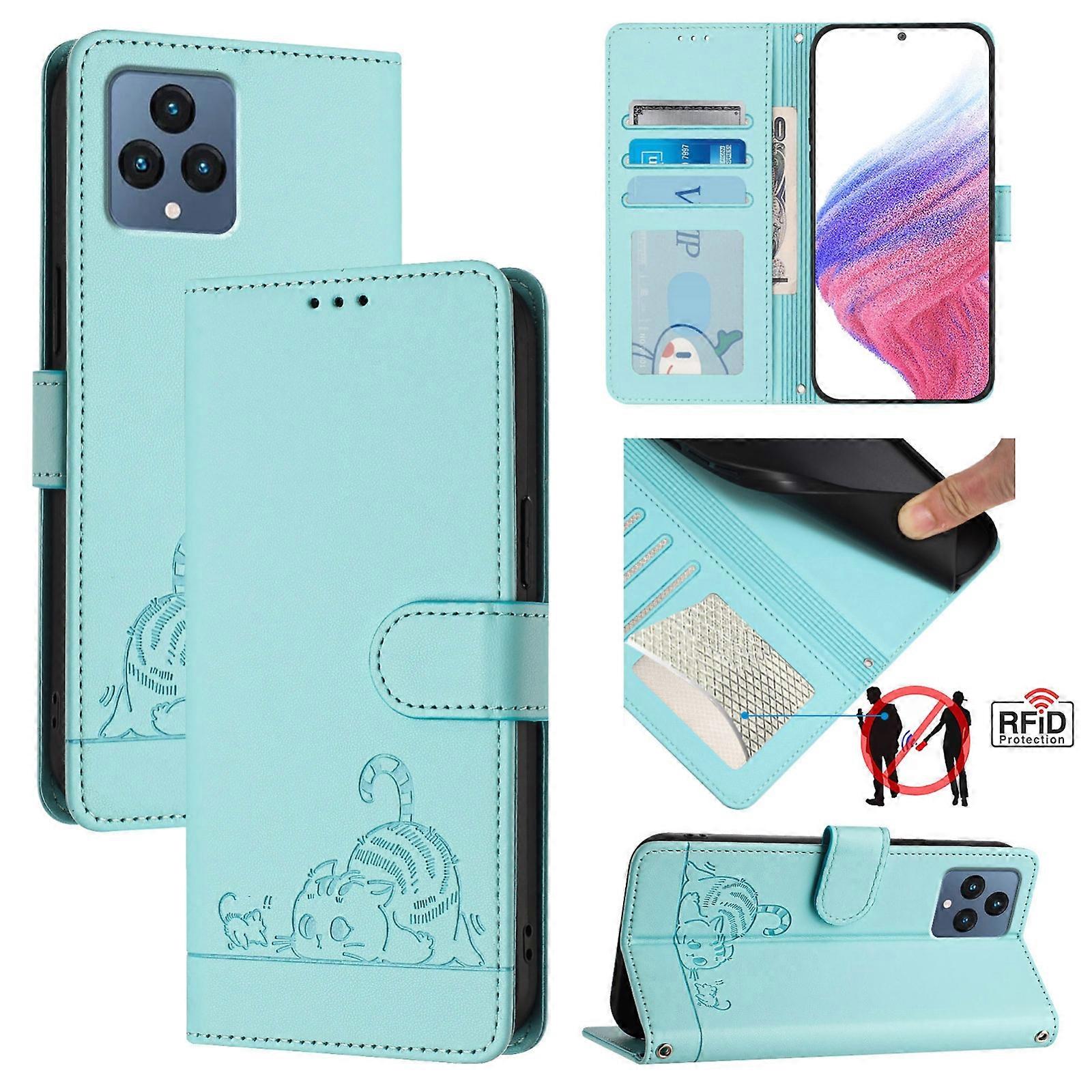 Cat Pattern RFID PU Case For T-Mobile REVVL 6 / 6x 5G