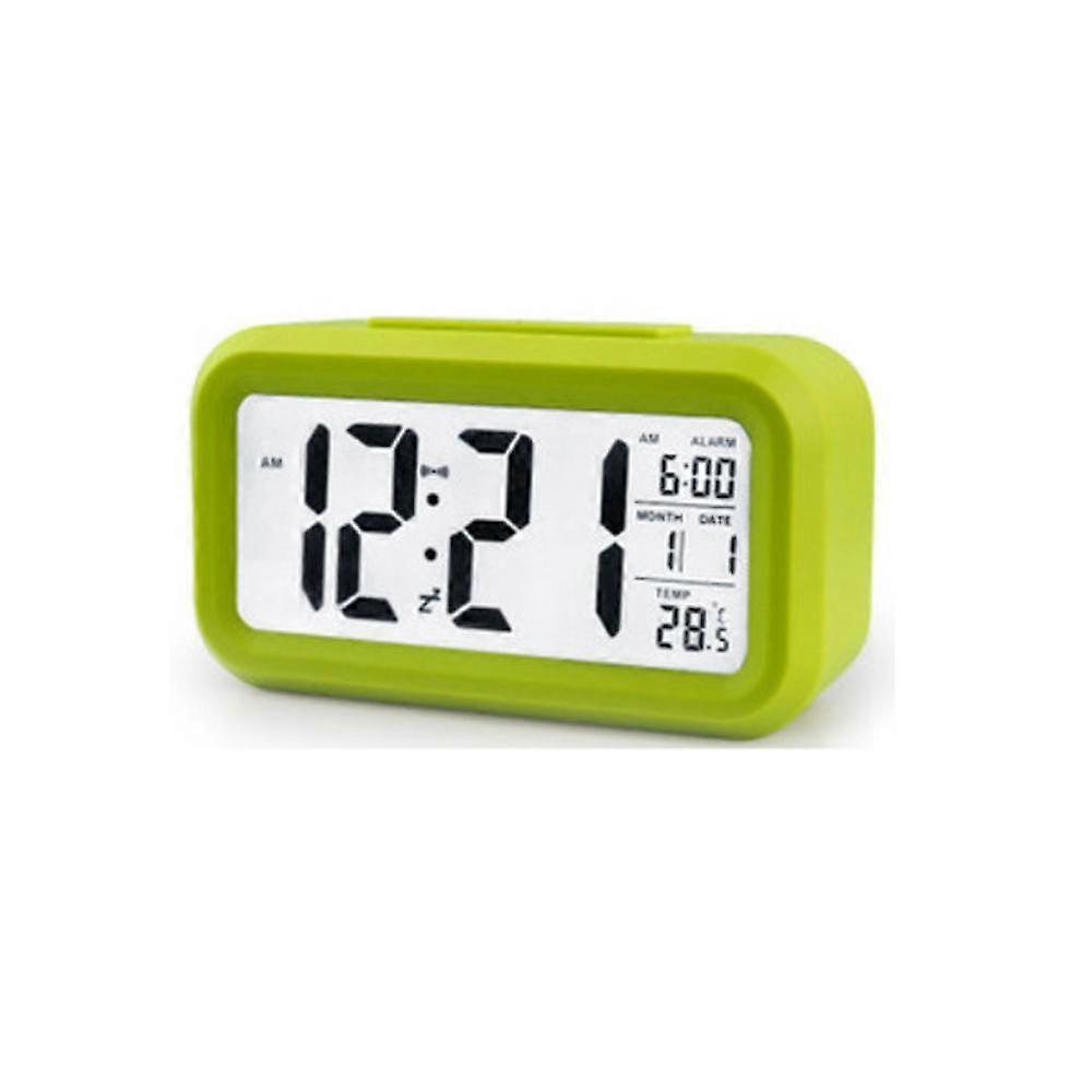 Backlit Electronic Digital Temperature Alarm Clock Calendar Snooze Function Bedside Alarm Clock Smart Digital Alarm Clockgreen
