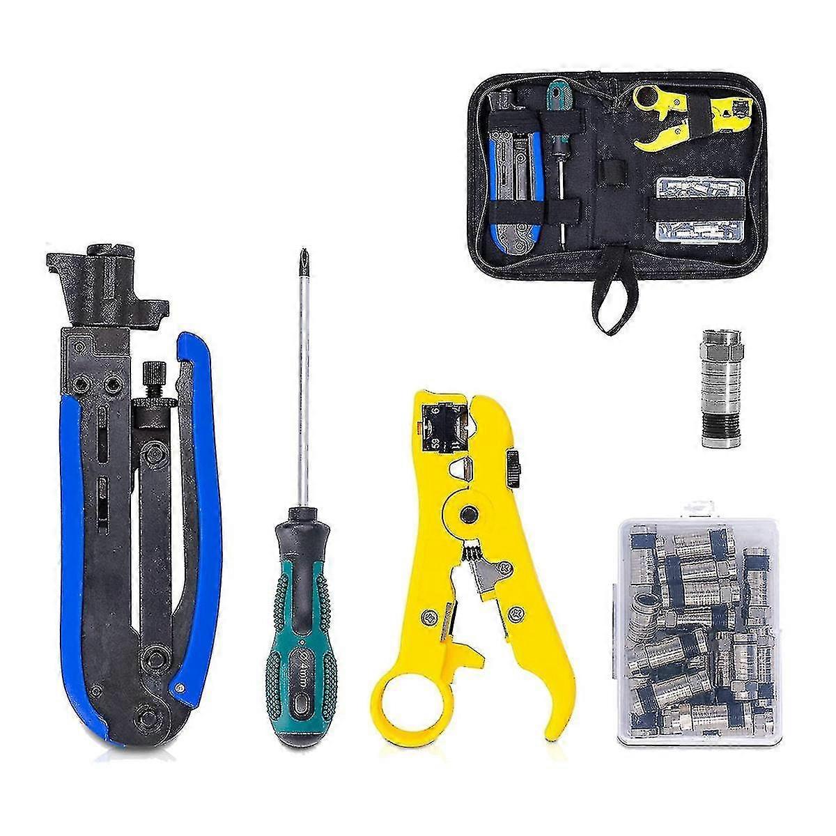 Coax Compression Tool Kit Coax Crimper And Rg6 Crimping Tool With 20 Pcs F Compression Connectors