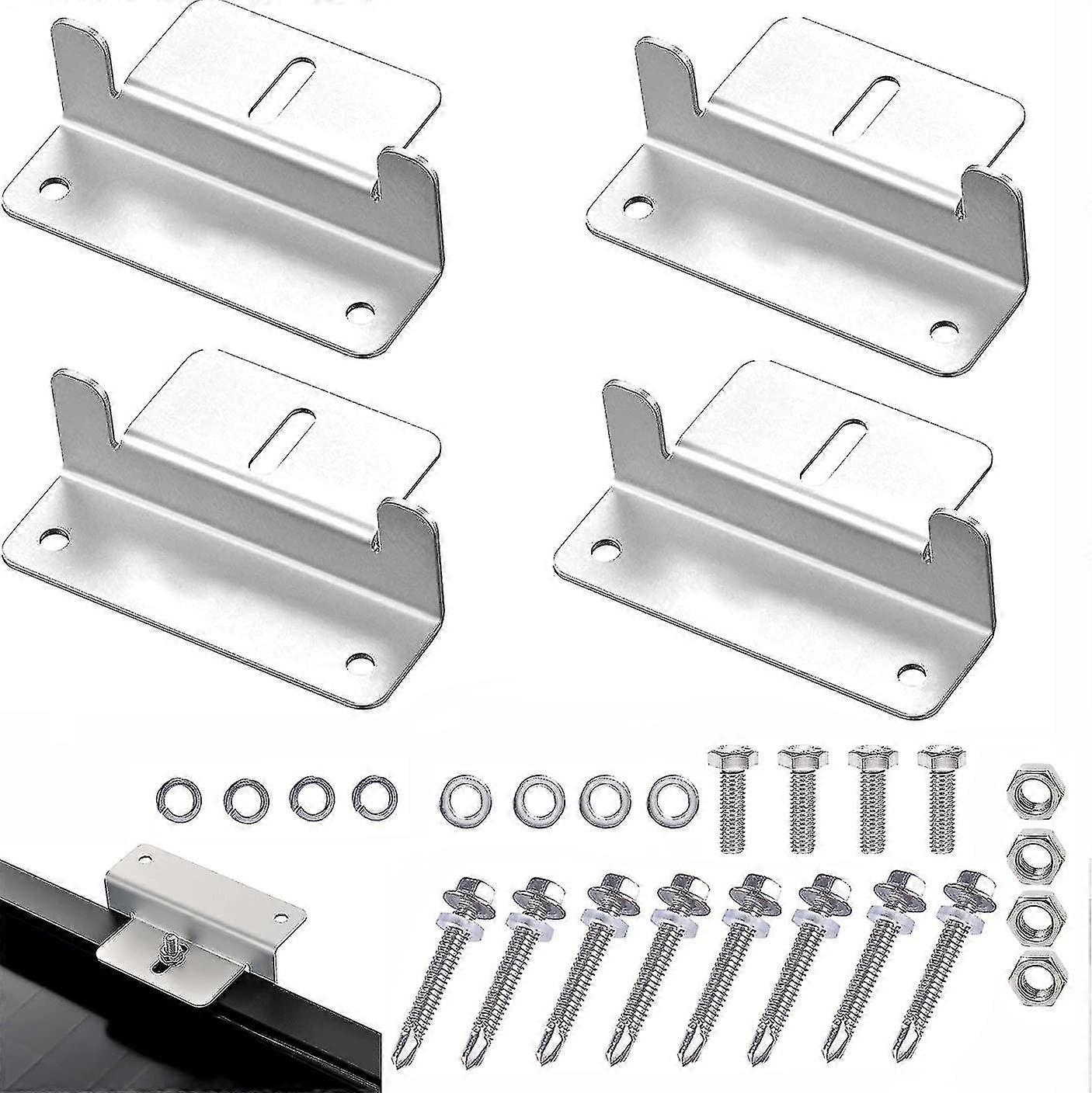 Solar Z Brackets Z Panel Brackets Solar Panel Mounting Accessories Screws Chrome Alloy Solar Panel Bracket 4pcs