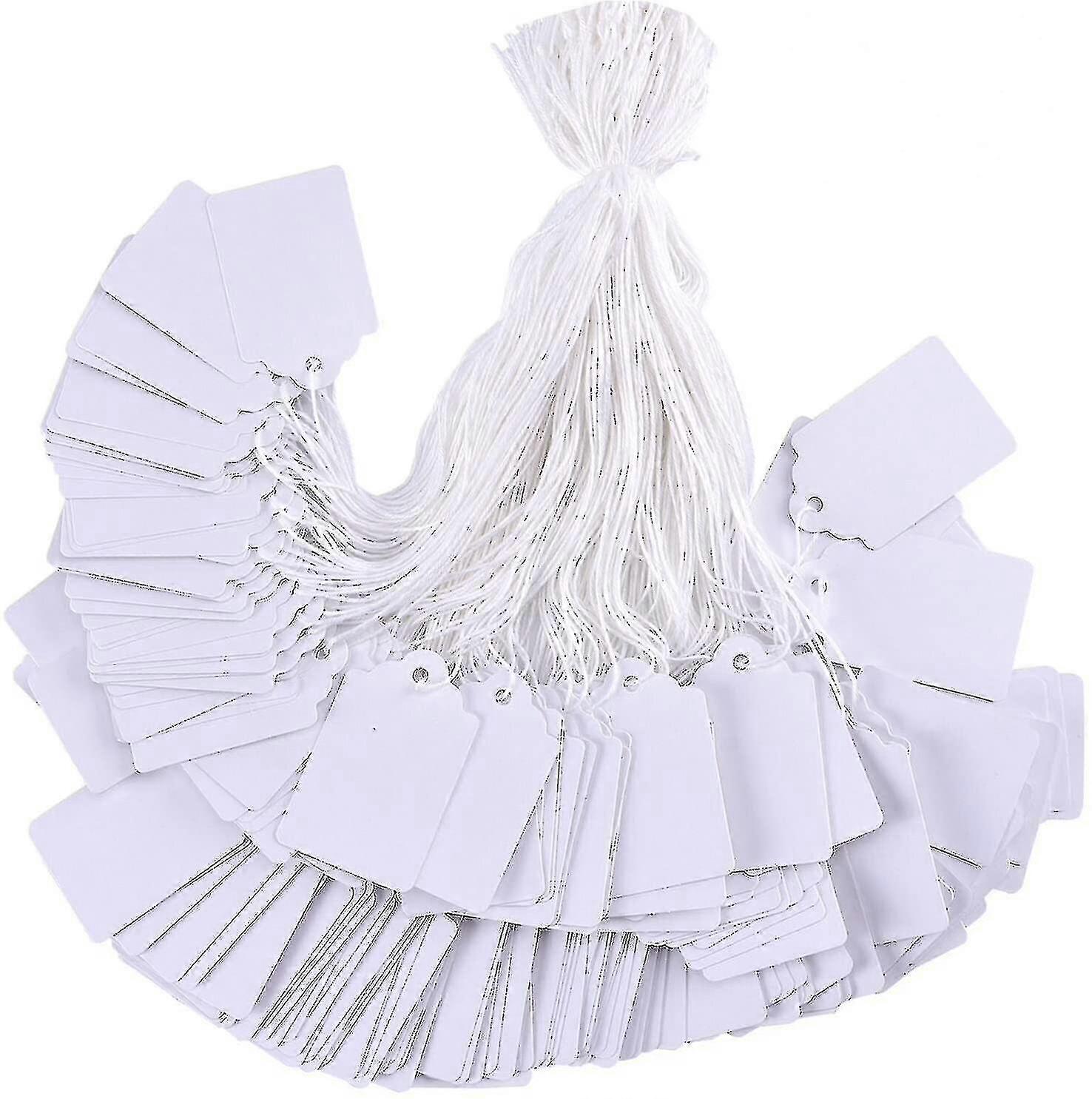Price Tags With String Attached, 100pcs White Smooth Surface Marking