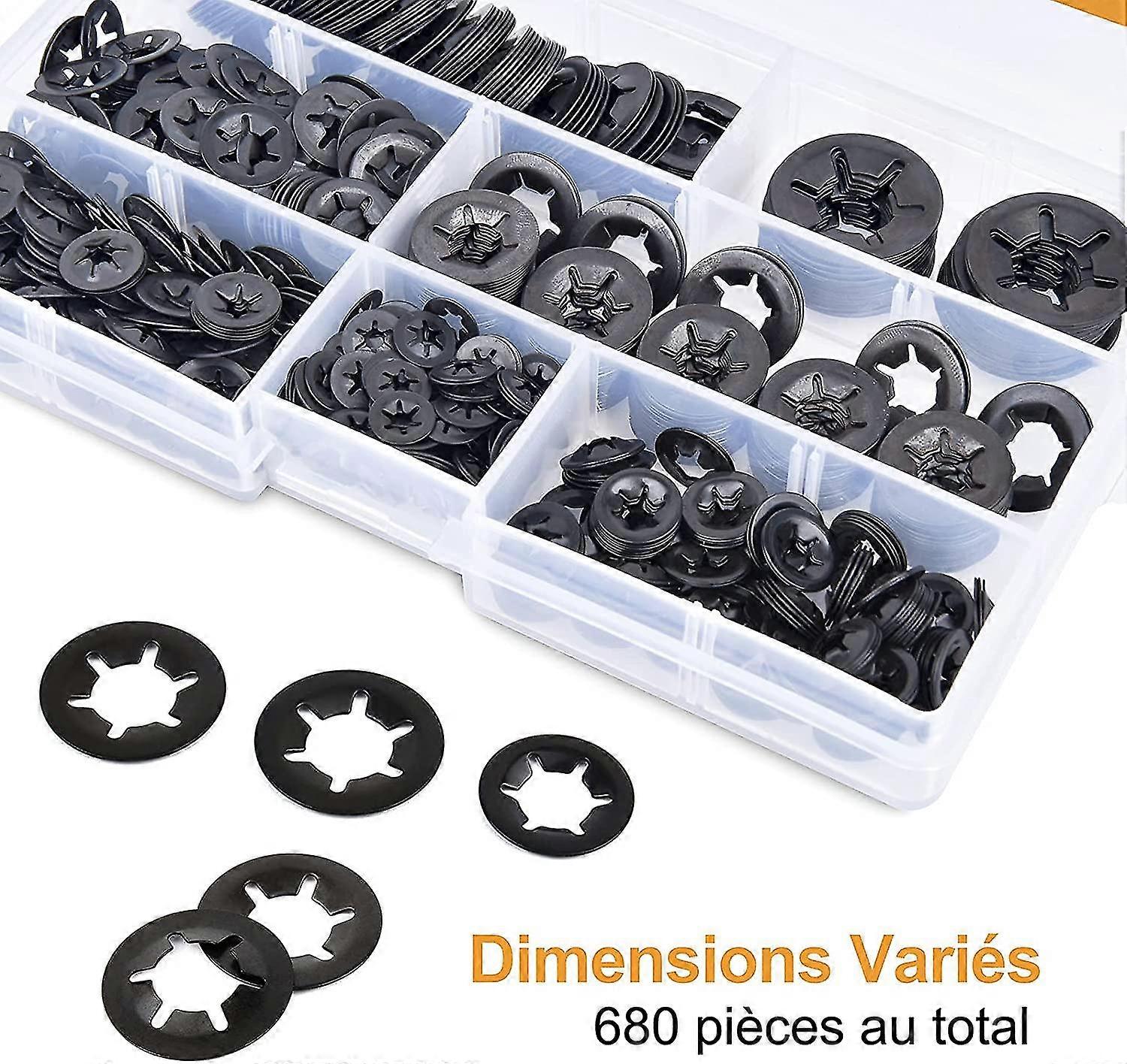 680 Pcs Starlock Flat Washer Kit M3 M4 M5 M6 M8 M10 M12