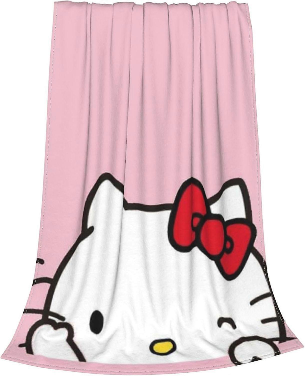 أنيمي غمزة كيتي الصوف يلقي Kawaii هدية للفتيات بطانيات الفانيلا خفيفة الوزن ناعمة ، مناسبة لجميع الفصول وأريكة السرير