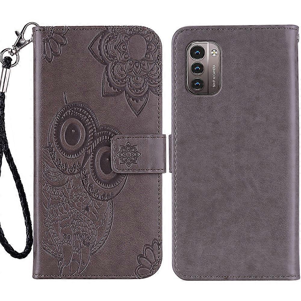 For Nokia G11/G21 Imprinted Owl Flower Pattern Stand PU Leather Phone Case Wallet Cover