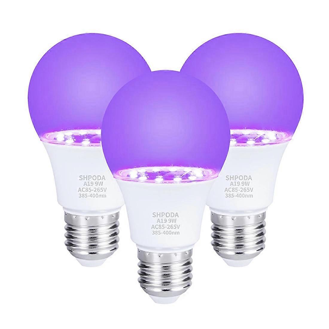 3Pcs 10W Ultraviolet UV Bulb Fluorescent Detection UV Lamp Blue Lamp E26 110V 220V for DJ Party Dec