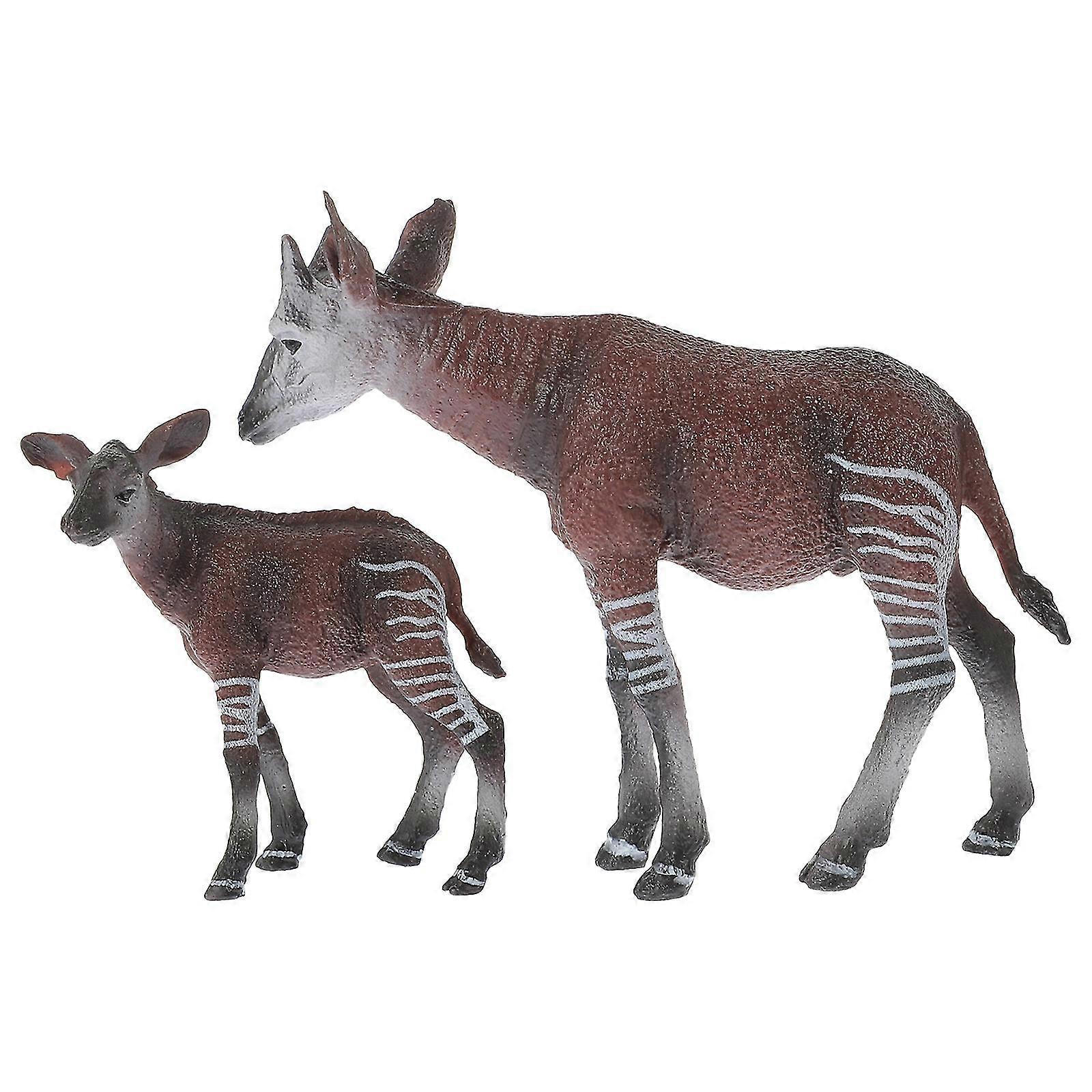 2pcs Child Cognitive Simulation Static Solid Wild Animal Model Okapi Model Decoration Toy-FCY