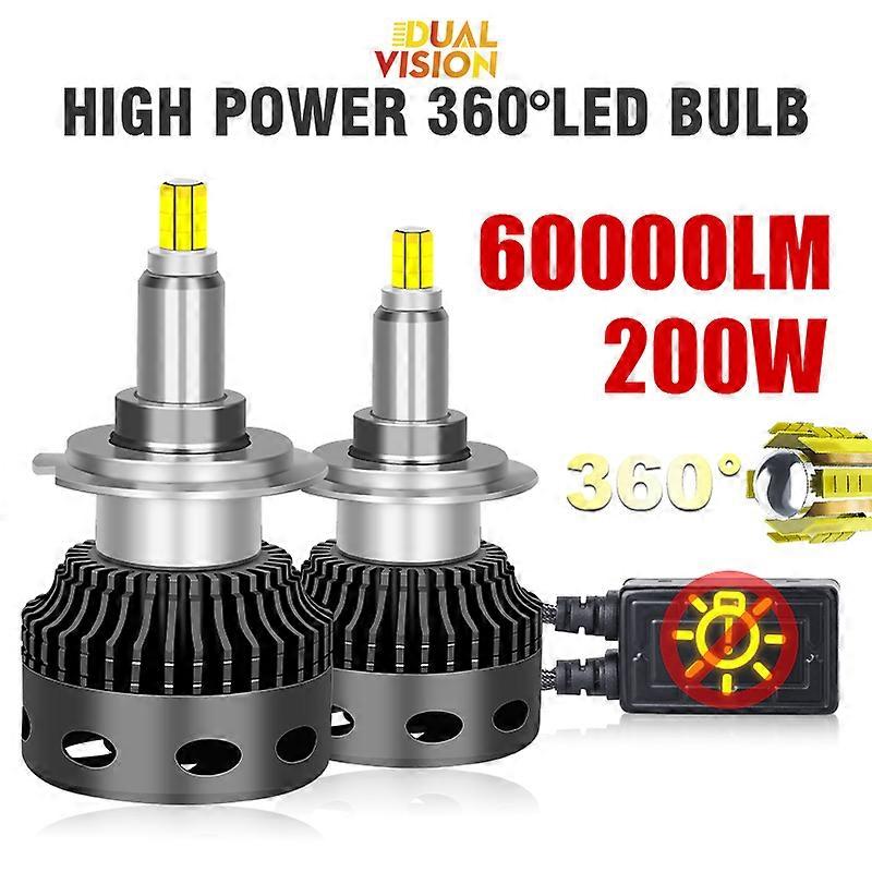200W 60000LM H7 Canbus 360 Led Headlight H1 H4 H11 Car Lamp Bulbs 9005 HB3 9006 HB4 9012 HIR2 D2S D4S Bi Projector Lens
