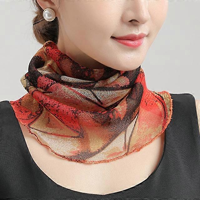 Spring Summer Chiffon Neck Collar Scarf Women Head Thin Sunscreen Variety Small Silk Anti-UV Scarf Mask Multi-Function Scarf