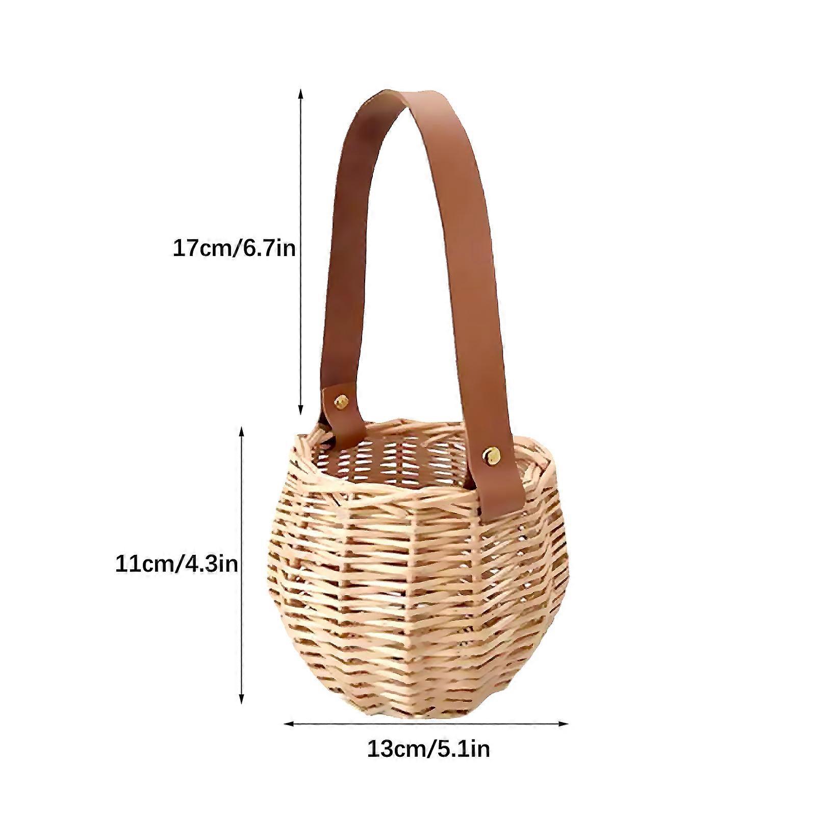 Rattan Basket, Multipurpose Natural Willow Basket with Handle for Storage