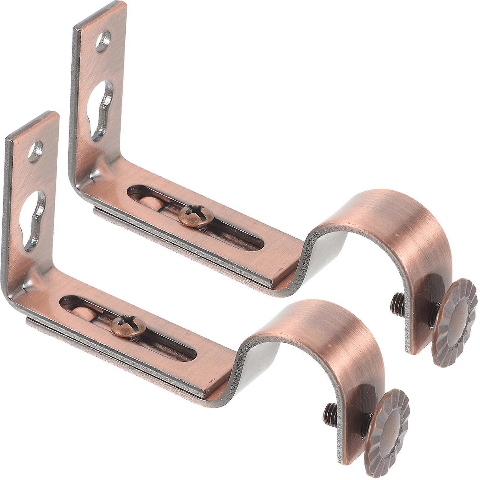 2pcs 18-22mm Adjustable Curtain Drapery Rod Bracket (Red Copper)