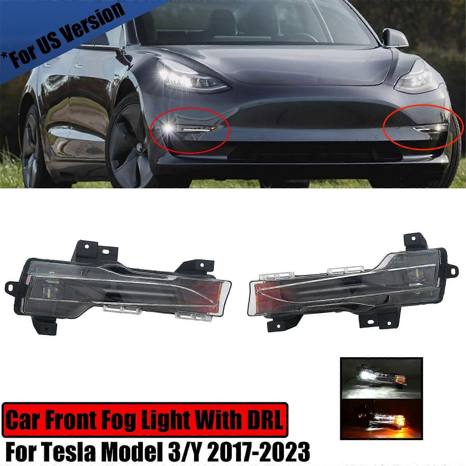 Car Interior Car Front Fog Light For 2017-2023 Tesla Model 3/Y US Version Driving Lamp LED DRL Amber Left&Right 2022 2021 2020 2019 2018Motor Vehicle 