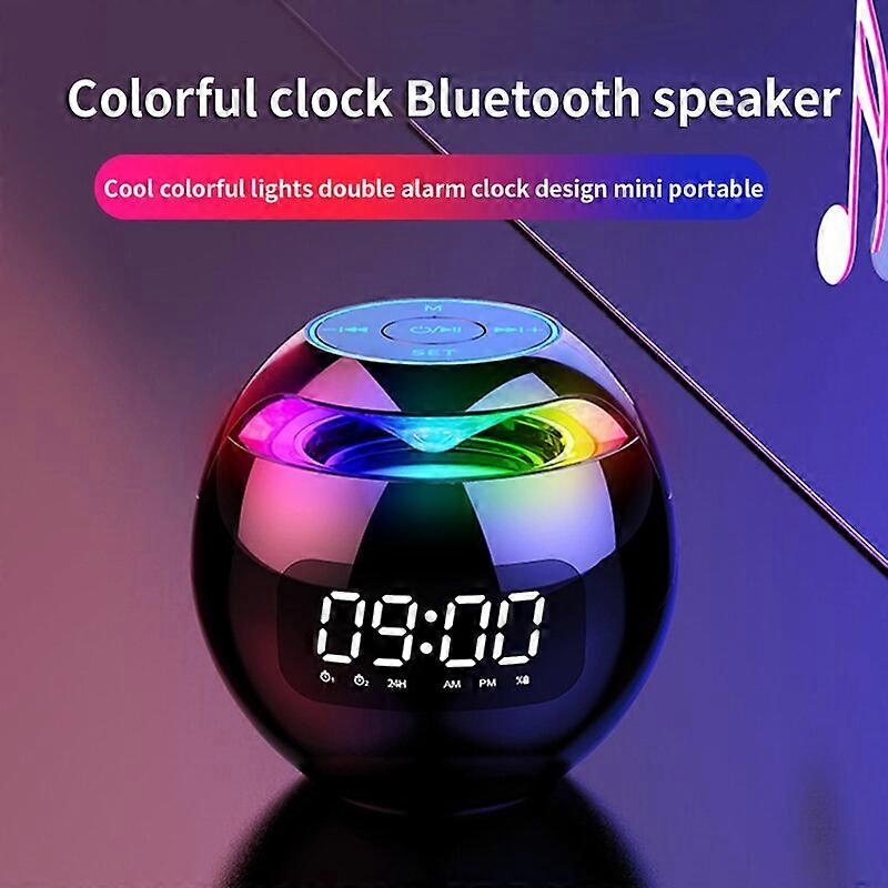Bluetooth-compatible 5.0 Speaker with LED Digital Alarm Clock Music Player Wireless Ball Shape Clock Speaker Mini BT Speaker Audio Components