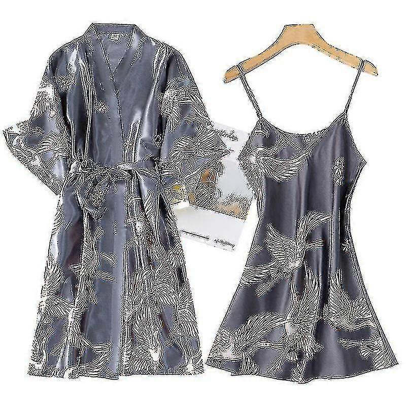 Silk Kimono Robe Gown Print Bathrobe Linrie
