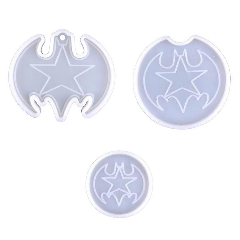 3 Styles Halloween Bat Keychain Molds with Hole Keyring Pendant Handmade Mold