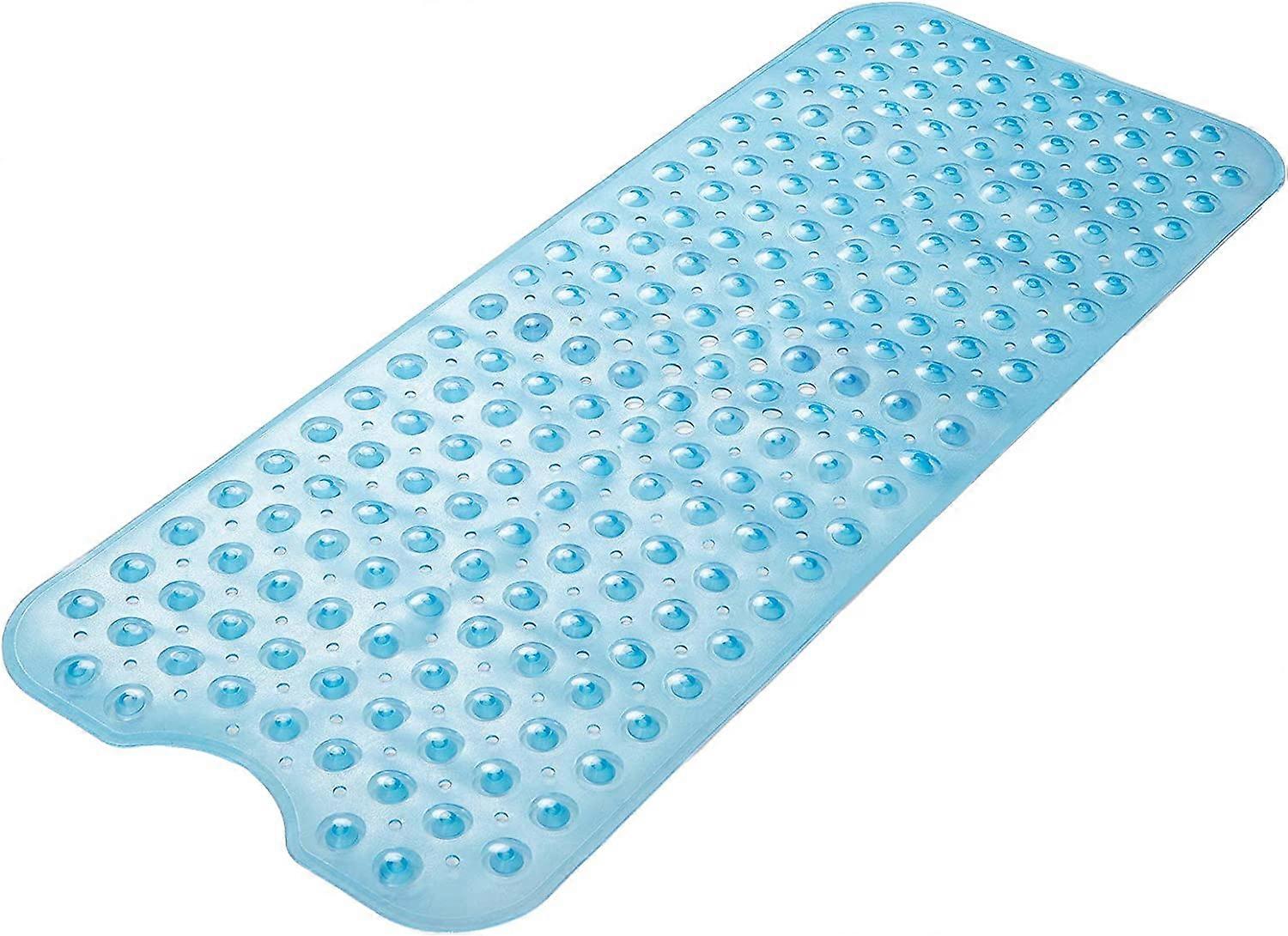 Bathtub Mat Non Slip Bath Mat for Tub, 40 x 16 Inches, Shower Mat Non Slip with Suction Cups and Drain Holes  Clear Blue