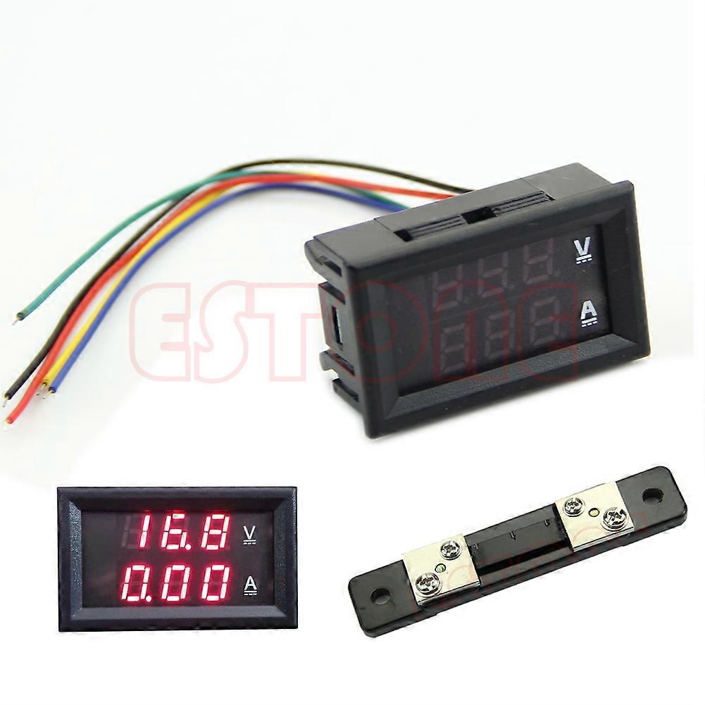 Dual Digital Voltmeter Ammeter Red LED Amp Volt Meter for DC 100V 50A +Current S