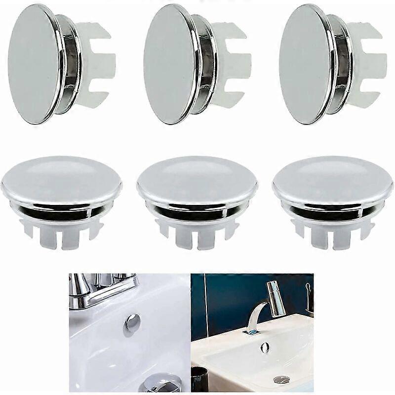 Sink Overflow Cover Replacement Parts - 6PCS Overflow Ring Stoppers for Bathroom and Kitchen Sinks