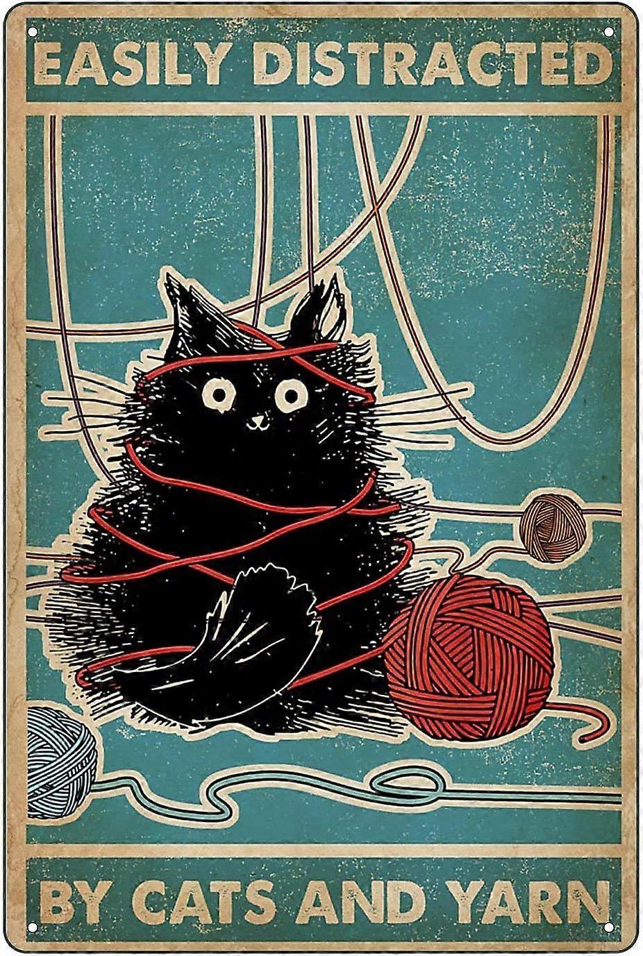 猫の錫の看板金属の壁ポスターガーデンバーパブの看板金属アートの装飾鉄の絵画アートの装飾鉄の絵画8x12インチ