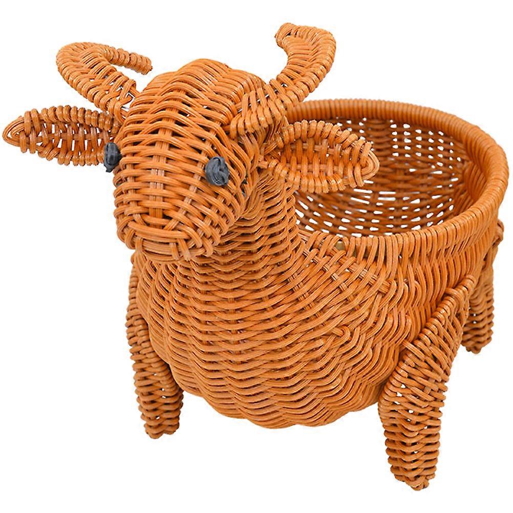 Hand Woven Fruit Basket Bread Basket Fruit Holder Sheep Shape Desktop Fruit Holder