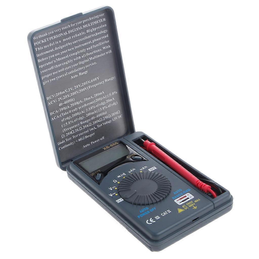 XB866 Mini Auto Range LCD Voltmeter Tester Tool AC/DC Pocket Digital Multimeter