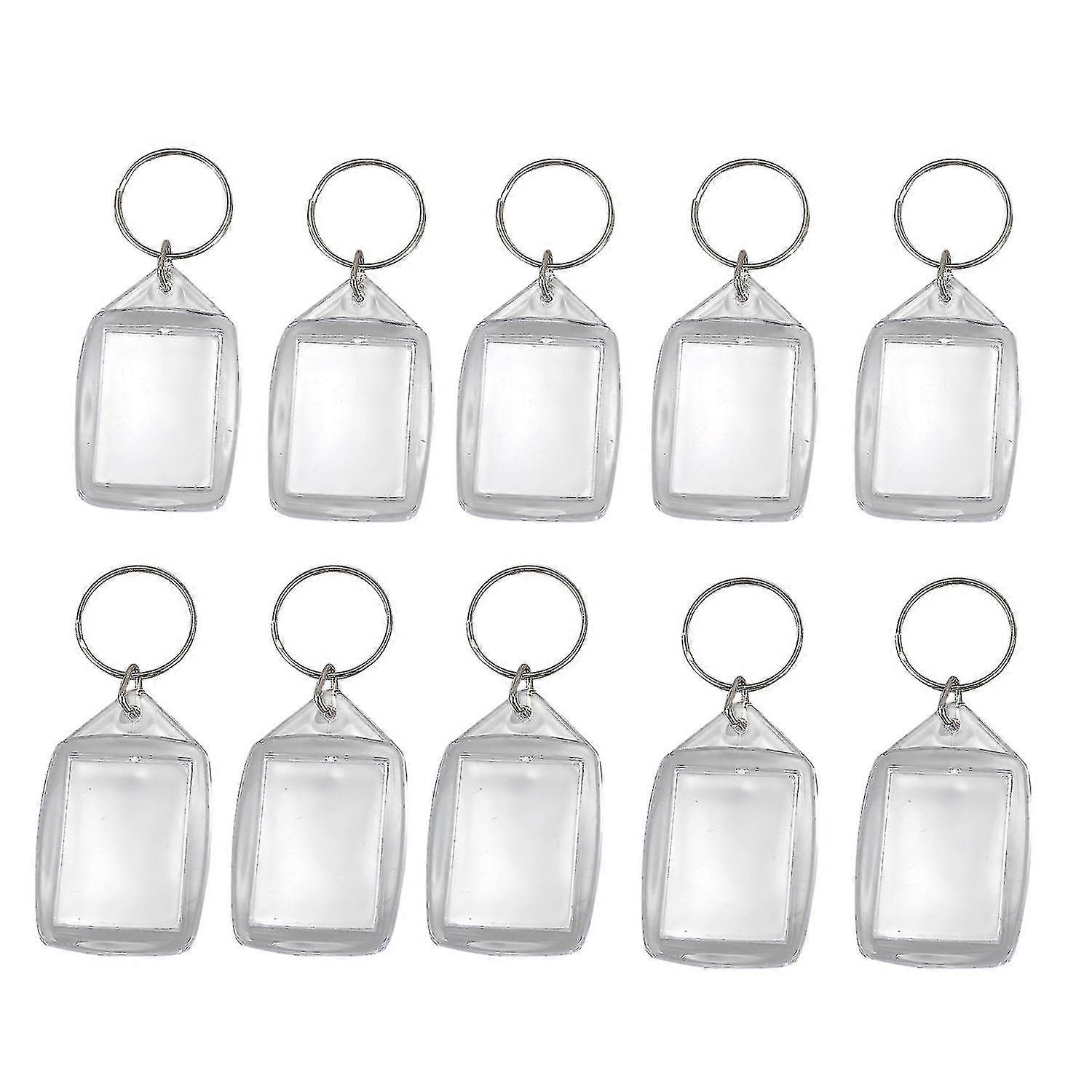 10x Clear Acrylic Plastic Blank Keyrings Insert Passport Photo Keychain Keyfob
