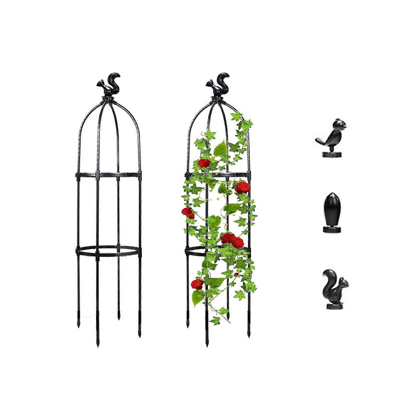Adjustable Trellis for Climbing Plants - Rust Resistant, Easy Installation, Elegant Design - Perfect for Roses, Vines, Vegetables - 3 Decorative Heads