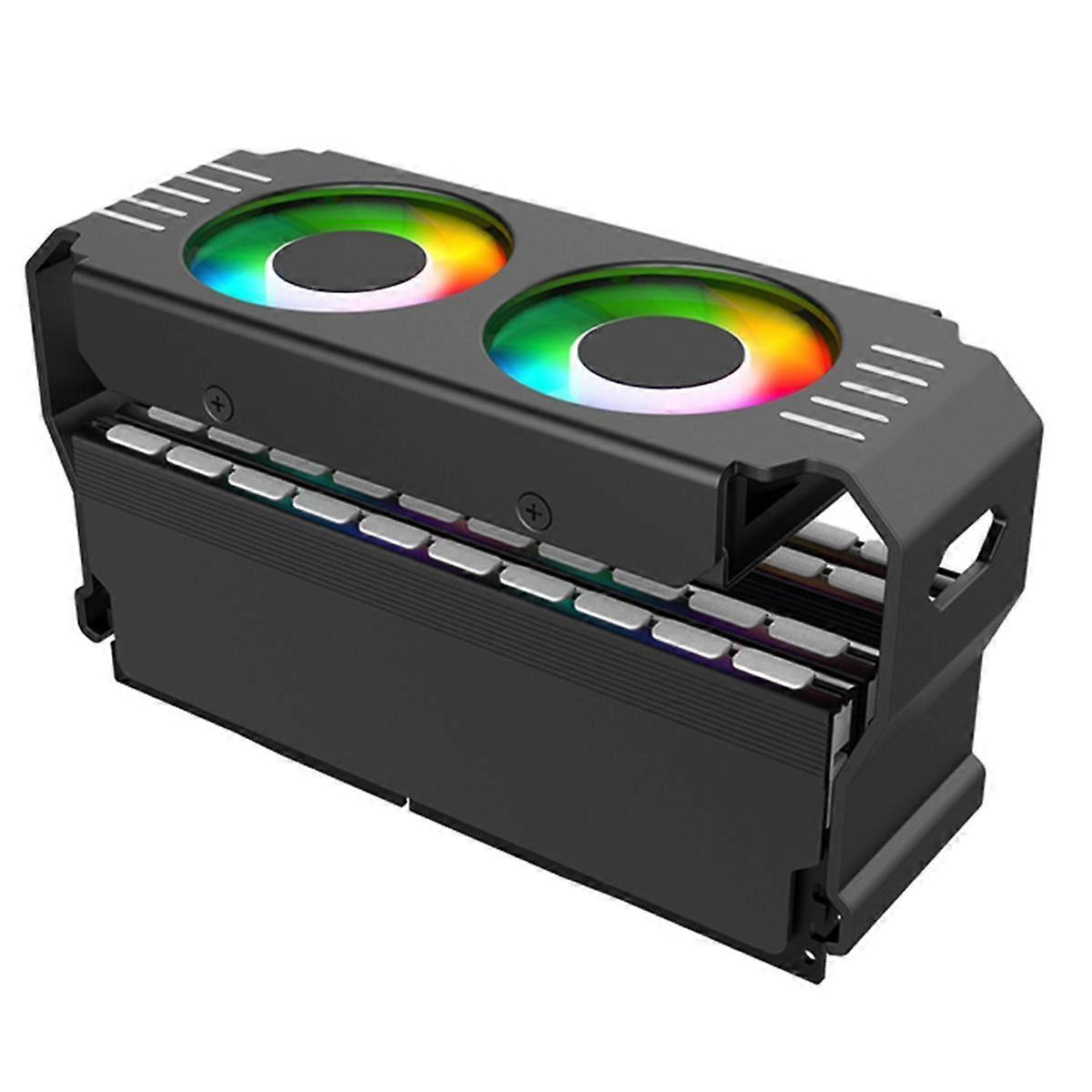 PC Case RAM Memory Module ARGB Cooler DDR3 to DDR5 5V 3Pin PWM 4Pin Light Sync 120mm Dual Fans Cooling Radiator Black