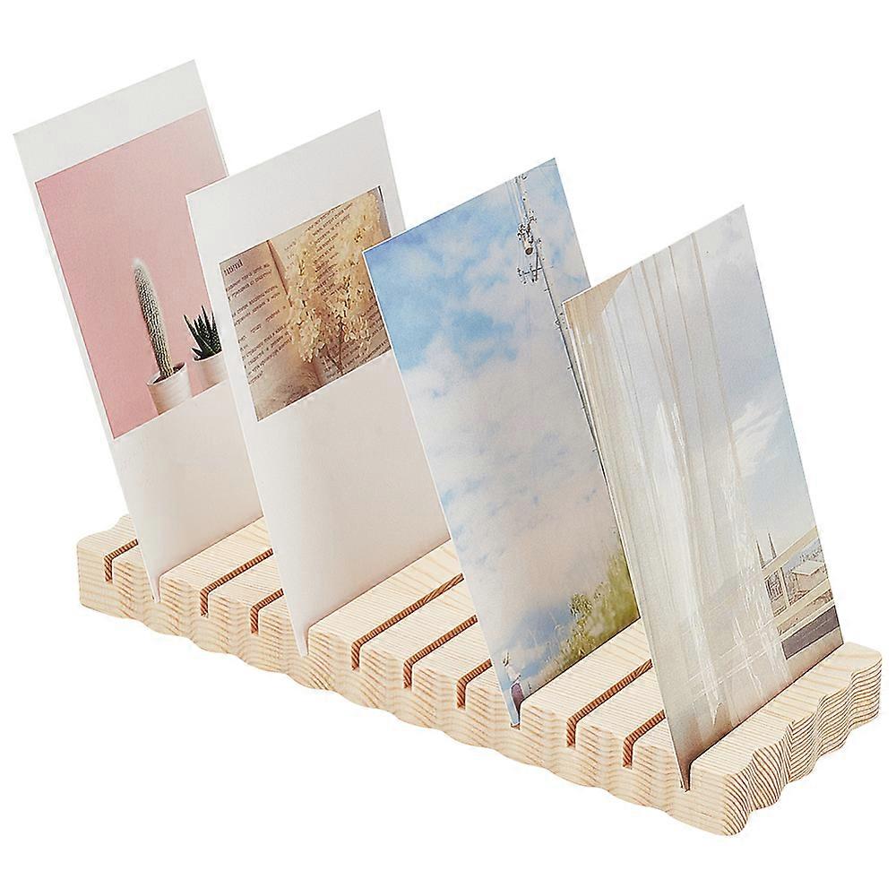 Rectangle Wooden Card Display Stand for Greeting Card Postcards Lemon Chiffon 88.5x238x20mm