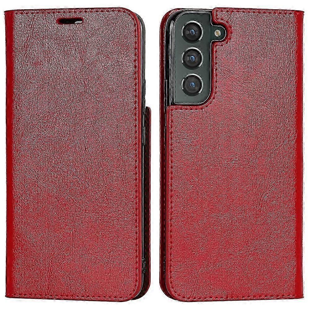 Crazy Horse Texture Genuine Leather Phone Cover for Samsung Galaxy S22+ 5G, Wallet Stand Protective Case lack