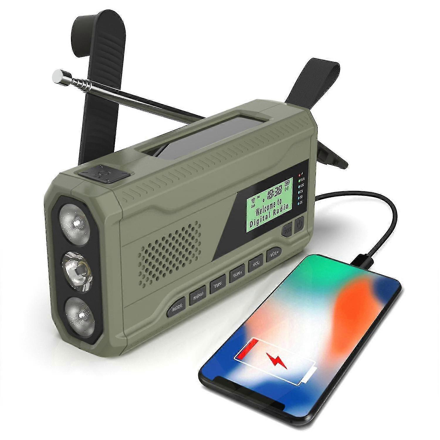 Portable Dab/fm Radio, 4000mah Dynamo Solar Radio, Solar Crank Radio, Survival Solar Radio Dab Radio Usb Charger With Emergency Sos Alarm, Alarm Clock