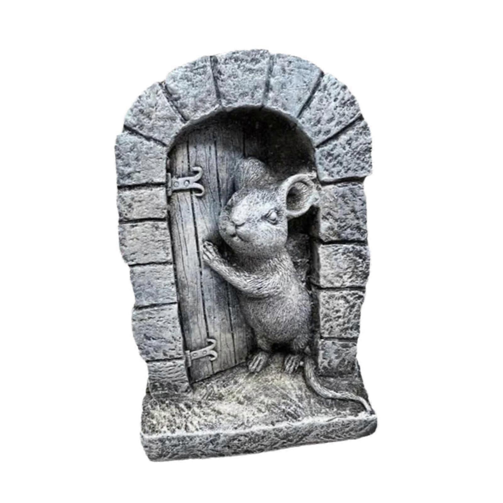 Mouse Door Statue Creative Cute Mouse Garden Decor for Yard Shelves Cabinets