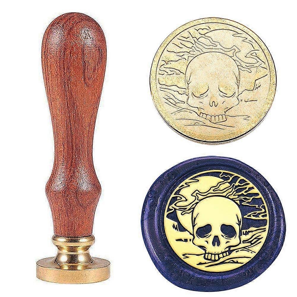 Brass Wax Seal Stamp with Handle for DIY Scrapbooking Skull 89x30mm