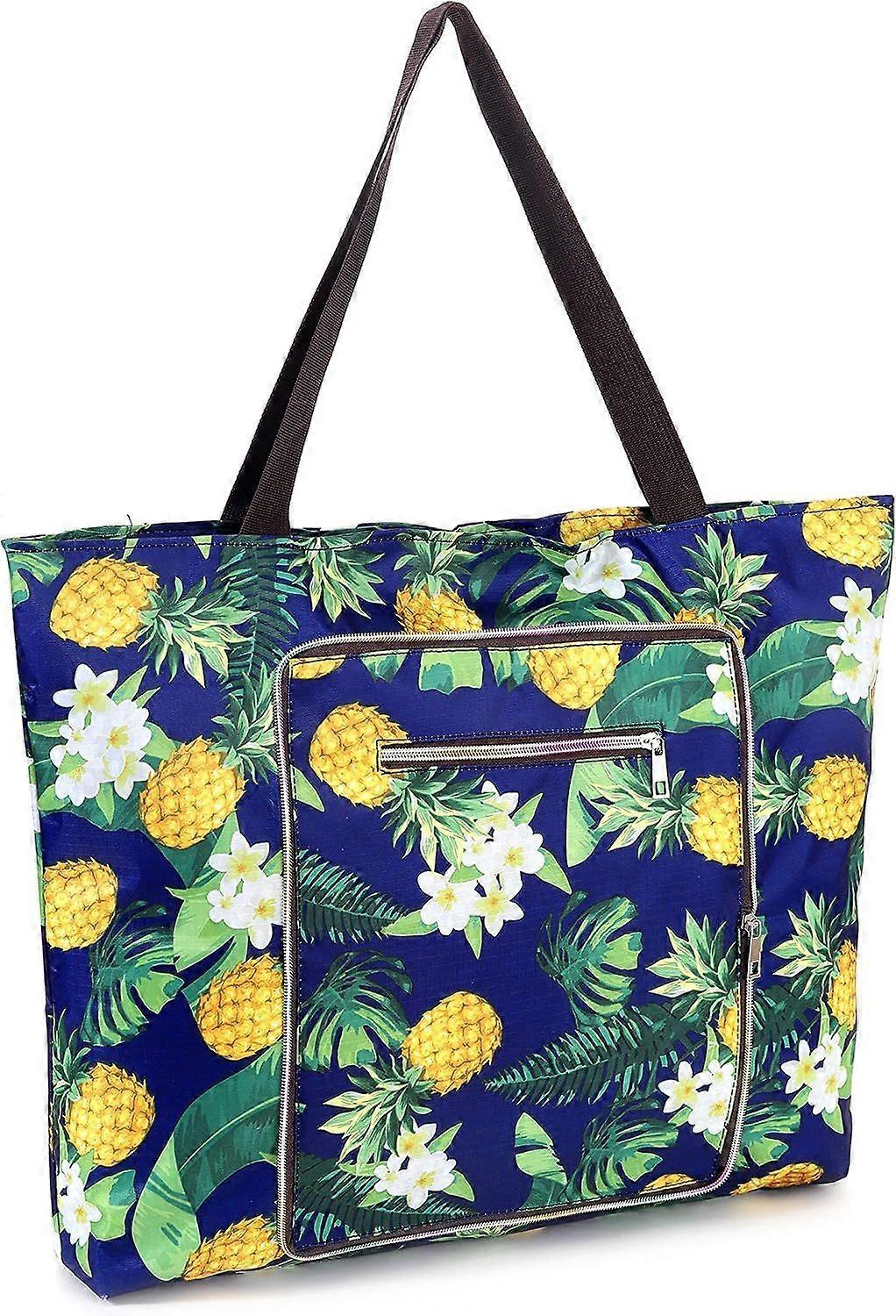 2 In 1 Foldable Large Waterproof Tote Bag with Zipper for Beach, Travel, Gym and Swim