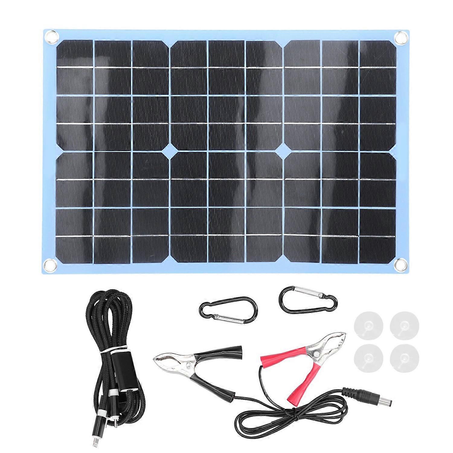 Flexible Solar Panel Kit Photovoltaic Module Portable Charger for RV Camping Hiking 20W 18V