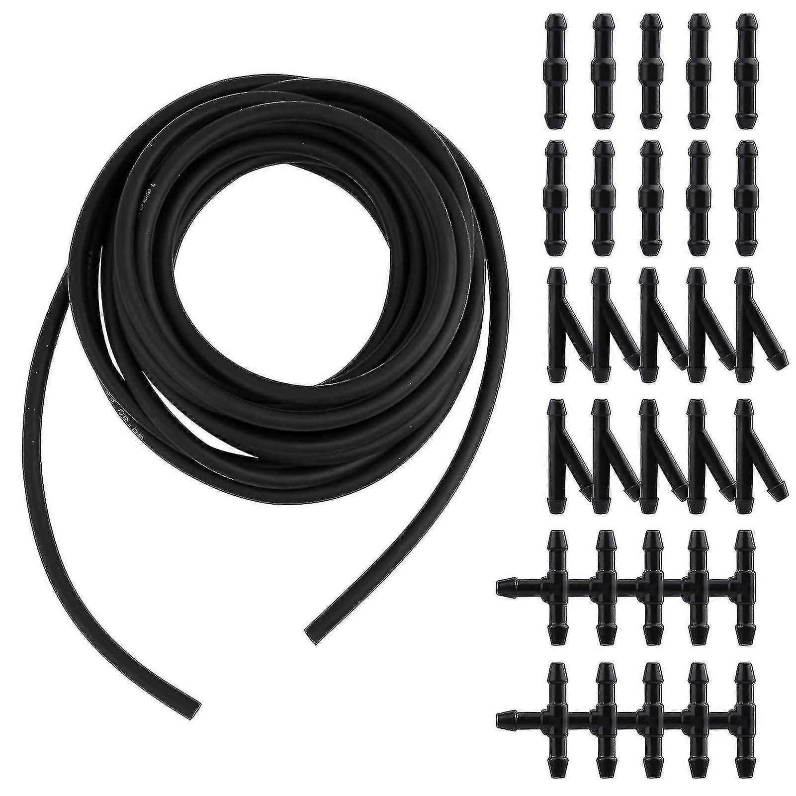 5m Windshield Washer Hose Kit Replacement With 30 Connectors Durable Rubber