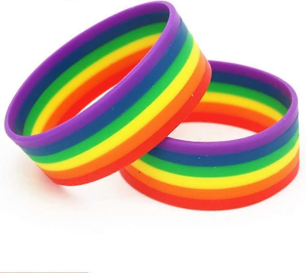 Fundraising For A Cause 2-Pack LGBTQ Rainbow Stretch Bracelets – Sterling Silver Plated Charm, Adjustable Fit - View #3