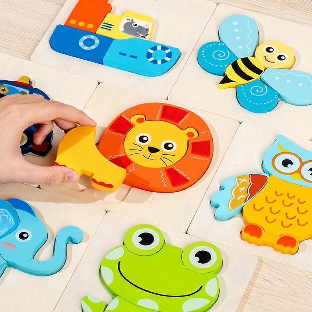 Children's Wooden Buckle Engineering Car Traffic Cognition Matching 3d Puzzle Of Children's Puzzle Toys (1-4 Years Old)