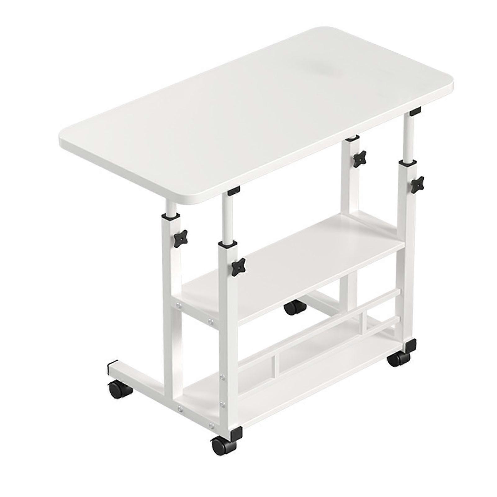 Bedside Table with Wheels 3 Tier Shelves Variable Height Ergonomic Mobile Bedside Laptop Desk for Bedroom Dormitory