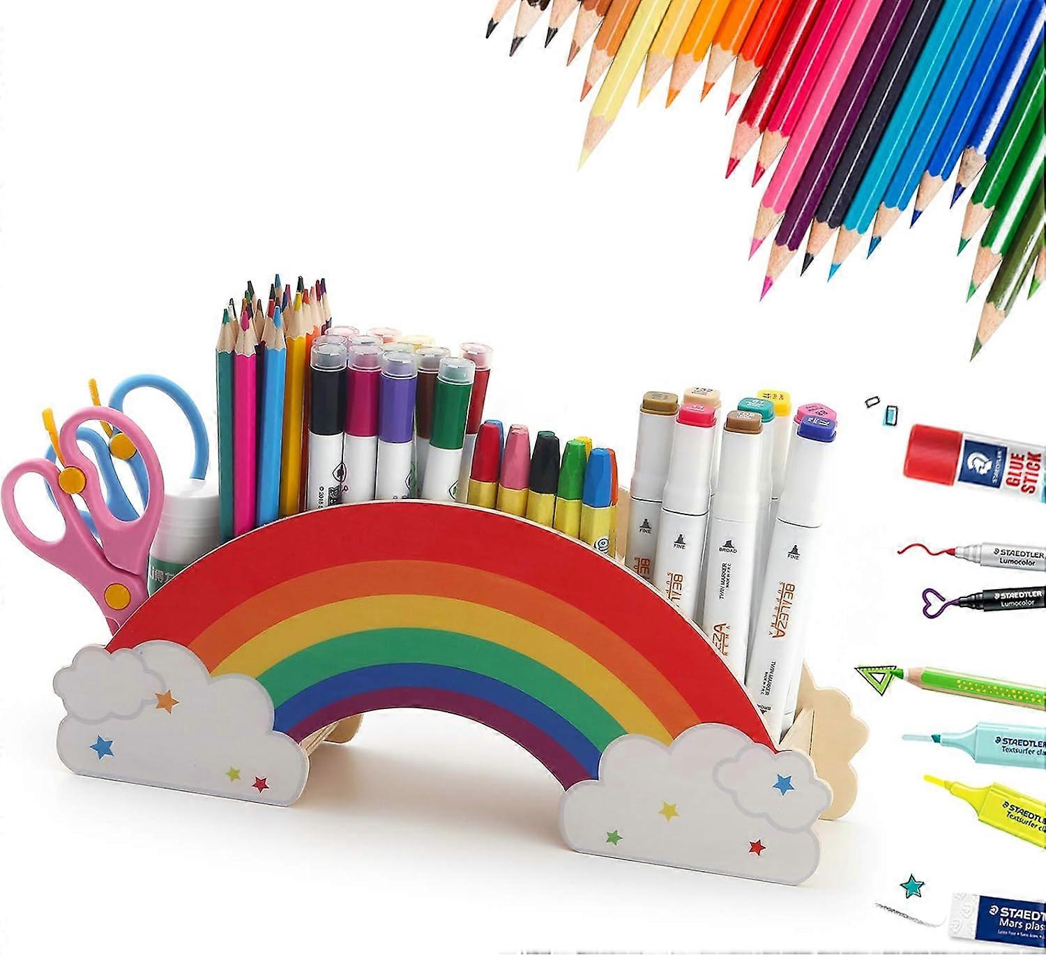 pencil holder, organizer, rainbow, school