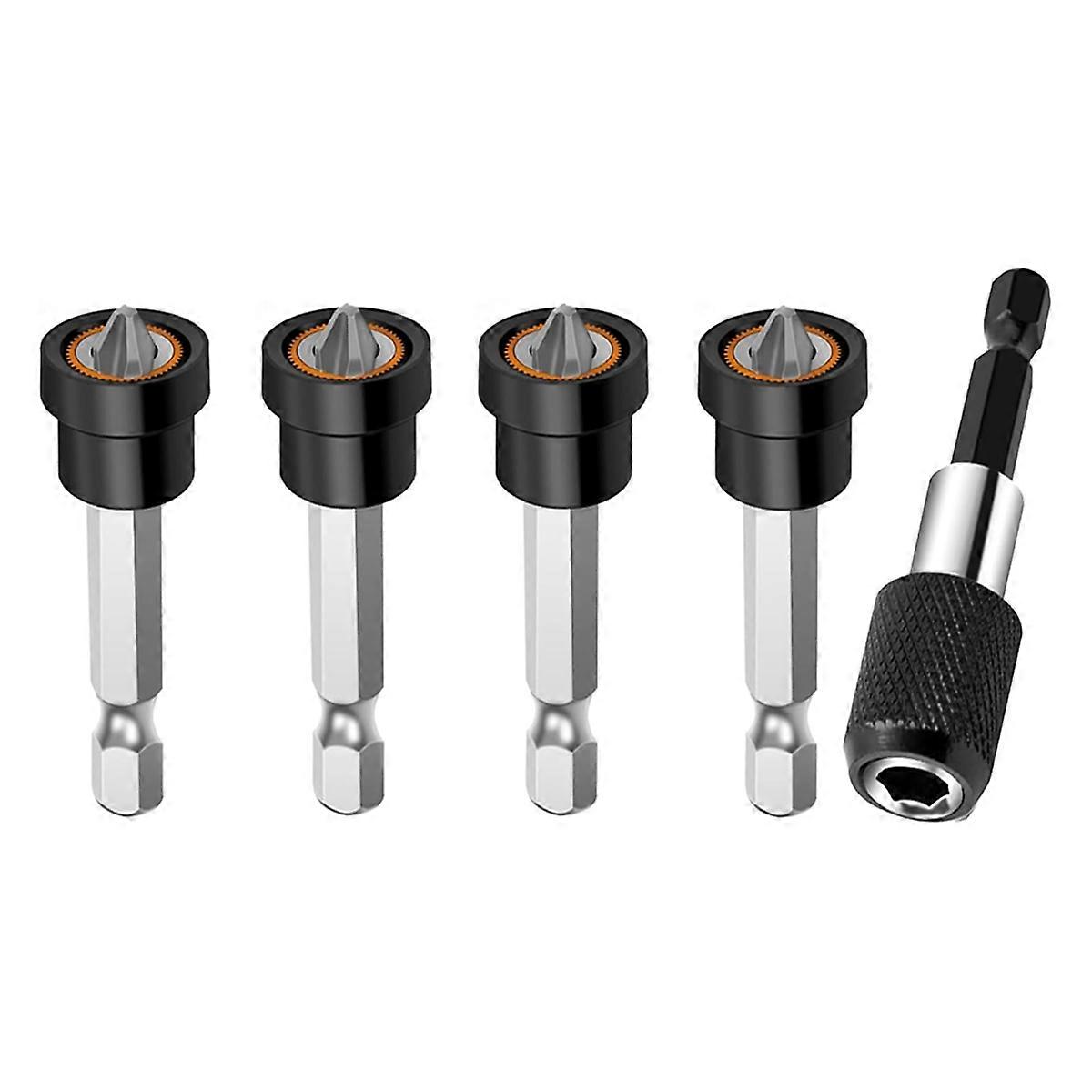 5pcs Premium Magnetic Drywall Screw Setter- PH2 Bits for Plasterboard Sheetrock Screw 1/4 Inch Hex Positioning Bit A