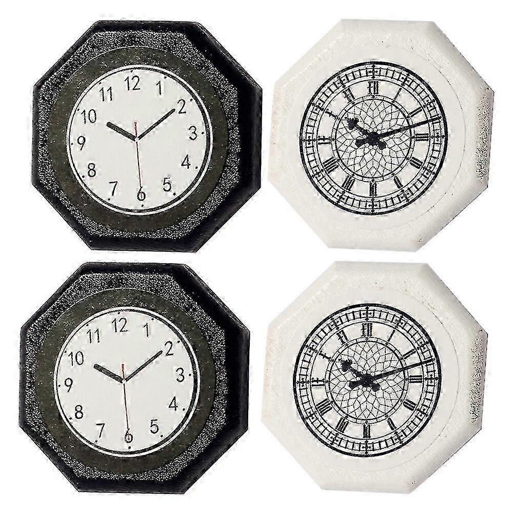 4pcs Doll House Mini Wall Clock Simulation Miniature Clock Accessories Miniatures